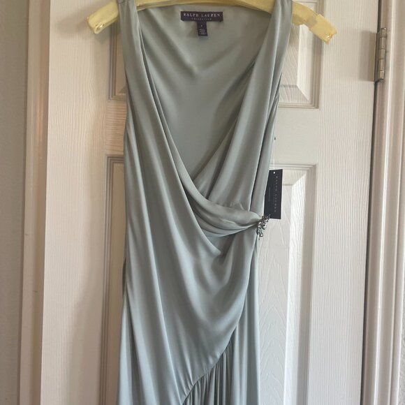 Ralph Lauren Collection 1930s Inspired Pale Blue Silk Cre, Size 6, NEW WITH TAGS - Picture 3 of 5